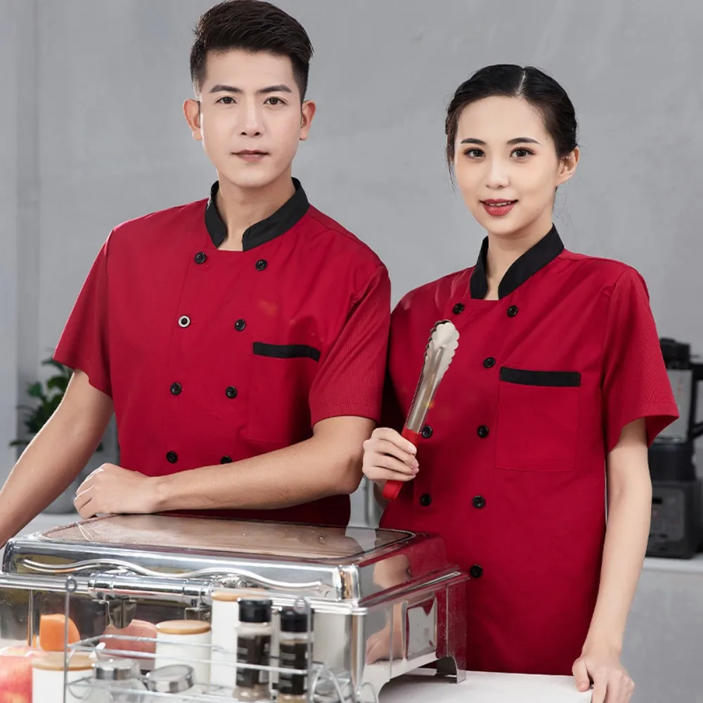 Back Full Network Chef Work Clothes for Men Short Sleeve Breathable Chef Clothes for Women Hotel Kitchen Quality