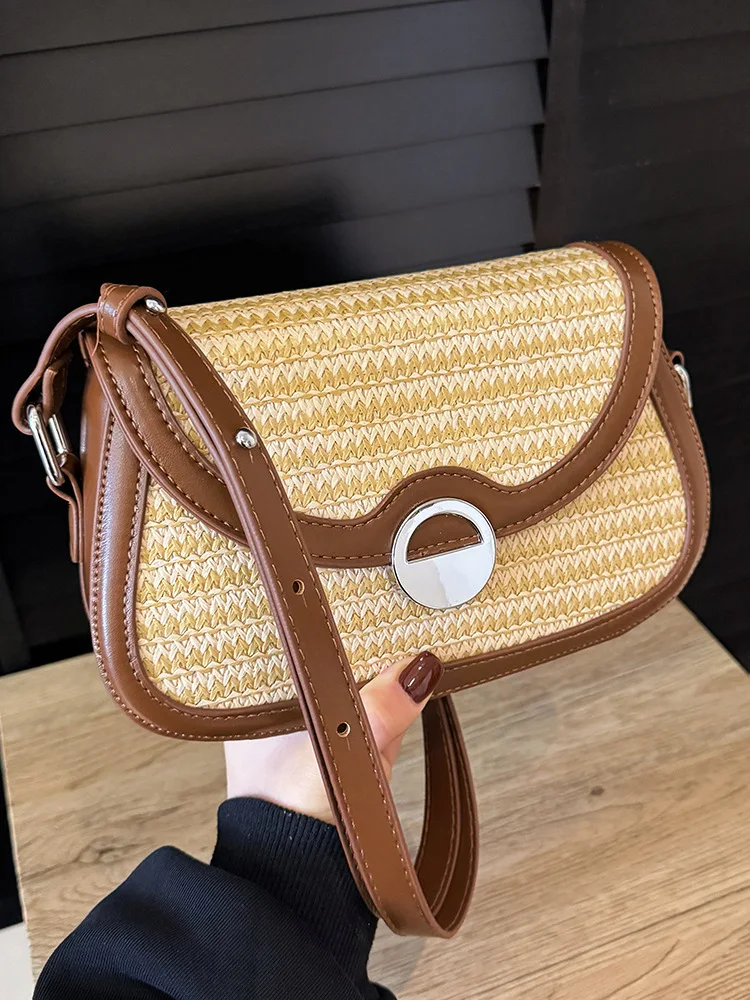 

Fashion Luxury Design Straw Bags Women Summer Beach Shoulder Bag Woven Handbag Handmade Knitting Crossbody Purse Bohemia 2025
