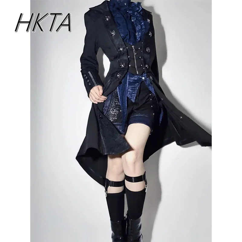 2025 Spring New Y2k Trench Coat Dark Goth Robe Lolita Long Coats Lolita High Street Men and Women's Jacket Clothing