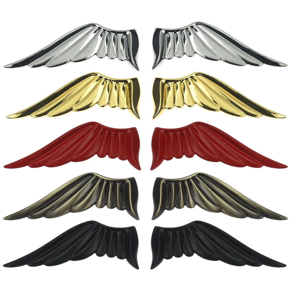 2PCS Car Emblem Angel Wings Metal 3D Motorcycle Decal Sticker Wings Pattern Exterior Components for Personalized Car Accessories