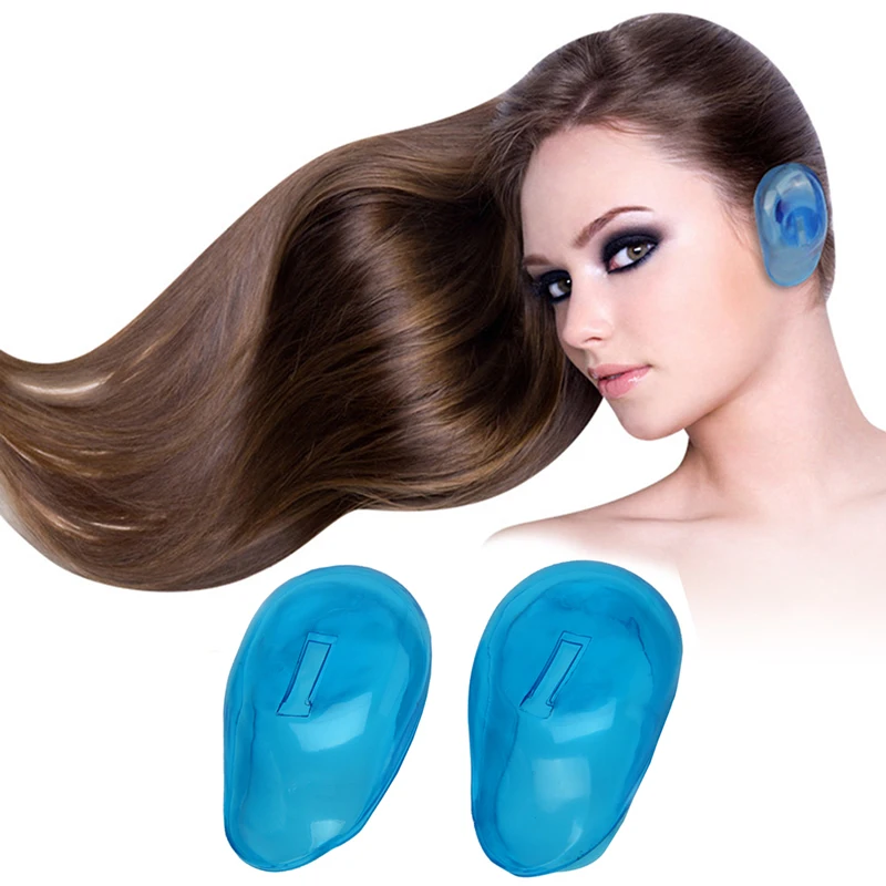 2Pcs Blue Clear Silicone Ear Cover Earmuffs Hair Dye Shield Protect Salon Color