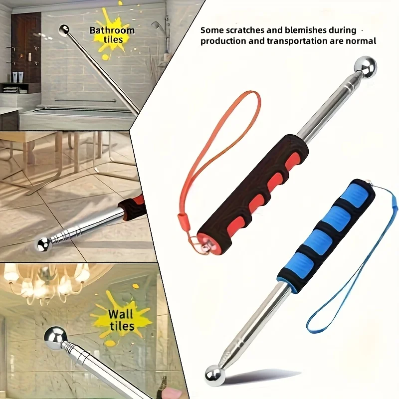 Fashion New Hollowing Drum Hammer Sound Detection Folding Stick, Thickened Telescopic Rod for House Decoration Inspection