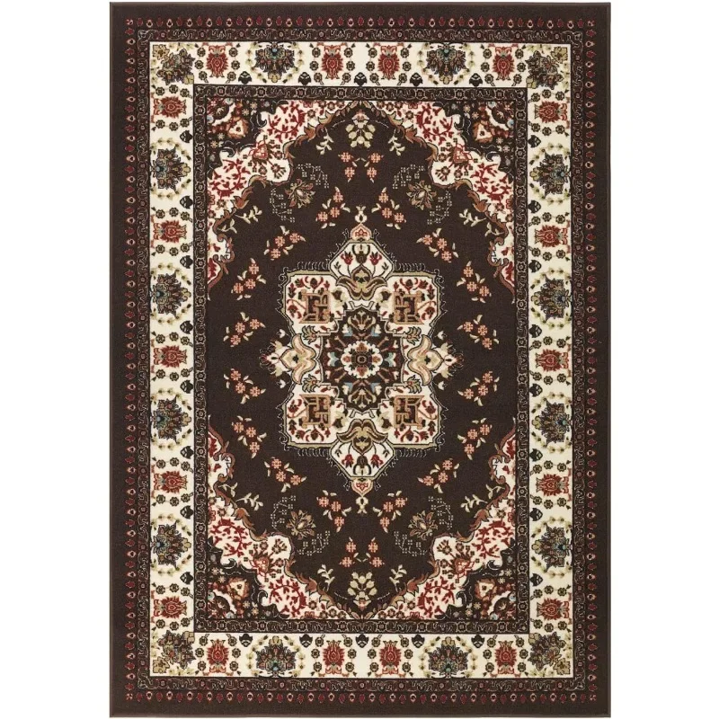 Alfombras Oriental Traditional 5x7 Ft Non-Skid (Non-Slip) Low Profile Pile Rubber Backing Indoor Area Rugs