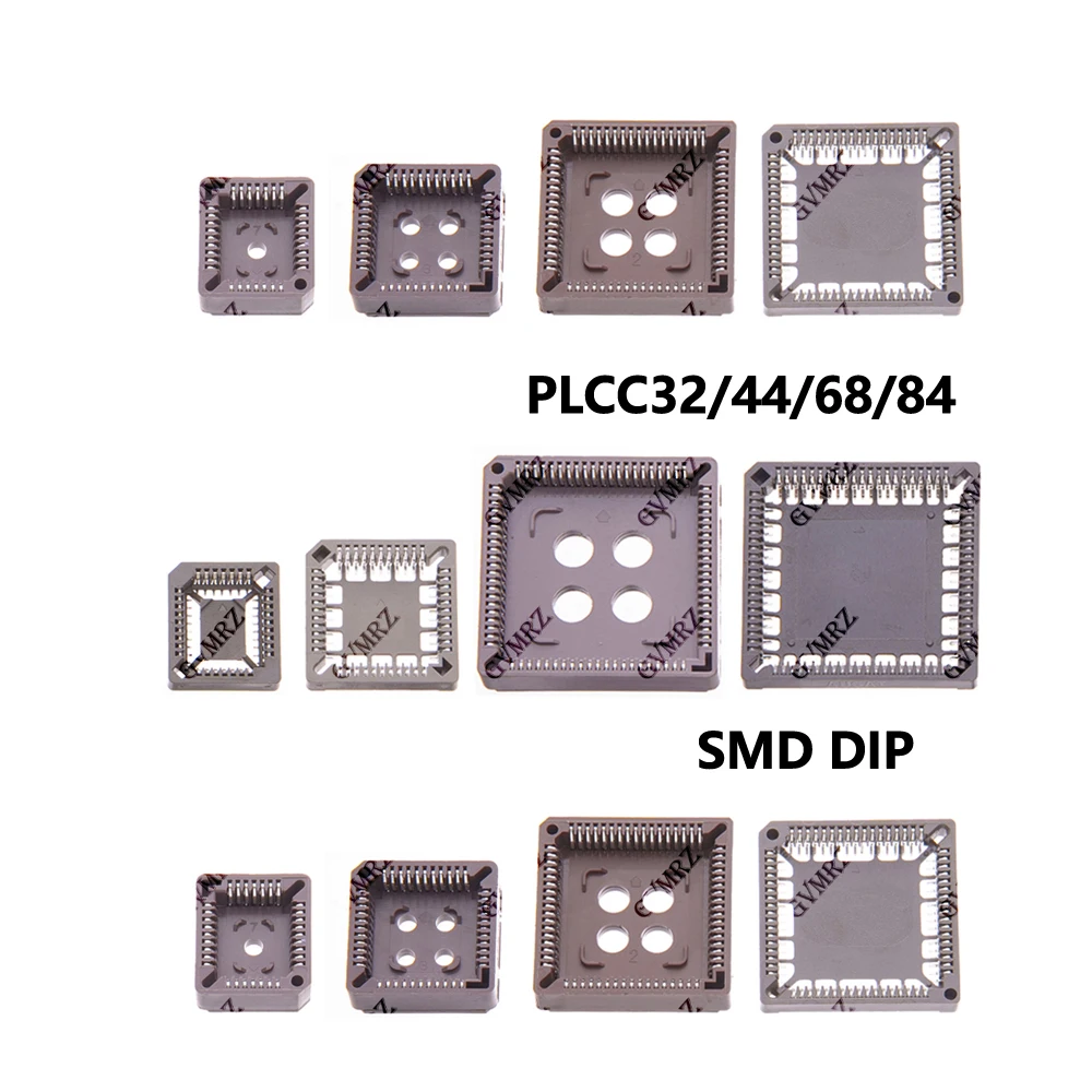 PLCC IC Socket Assortment PLCC32/44/68/84 SMD PCB Mount Adapter Kit &Through Hole