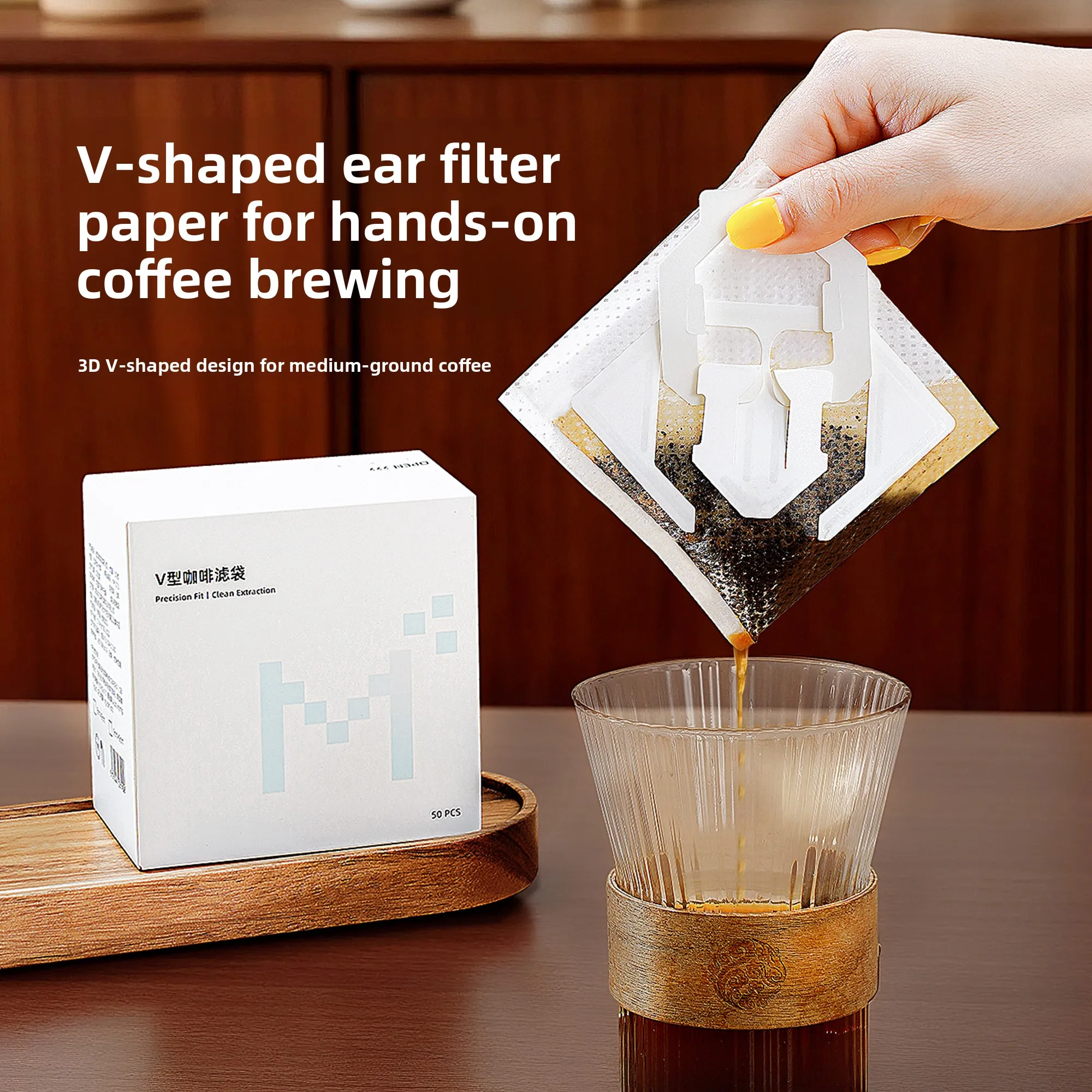 Food ade V-Notch Coffee Filter Paper Hanging Ear Bag Hand Pour Filter Net Disposable Coffee ing Tools UMUN Yumii Yuni view 3