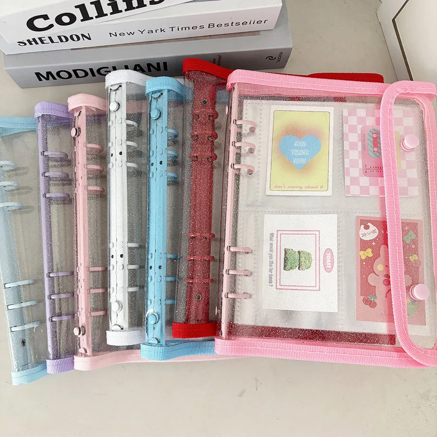 SKYSONIC A5-Ordner mit doppelter Schnalle, 10 Stück Nachfüllhüllen, Taschen, DIY-Fotosammelbuch für lose Blätter, Kpop-Organizer-Halter – Detail 1