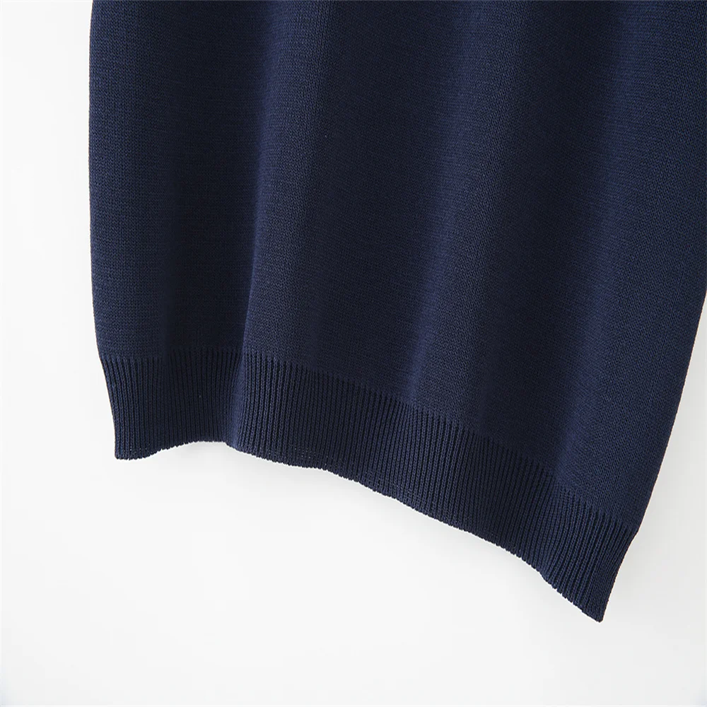 Haut tricoté décontracté à manches courtes et revers pour femme, nouveau produit d'automne de style européen et américain