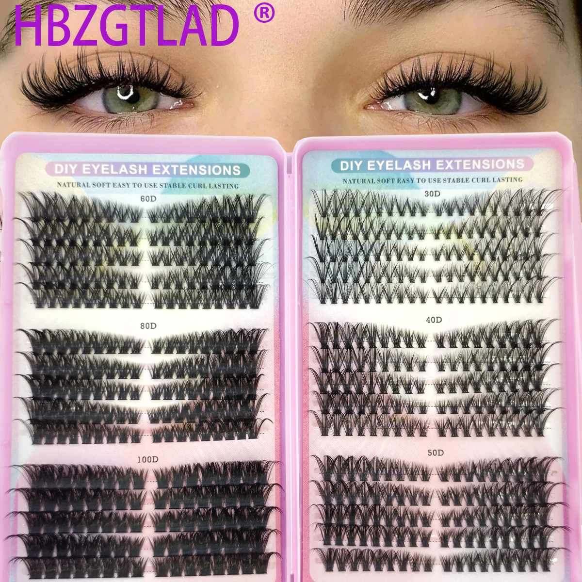 HBZGTLAD Neu 10D-200D Flauschige, dicke Wimpernverlängerung, Volumen-Mix-Tray, Faux-Nerz-Wimpern, Cat-Eye-Wimpernverlängerung, Make-up ﻿