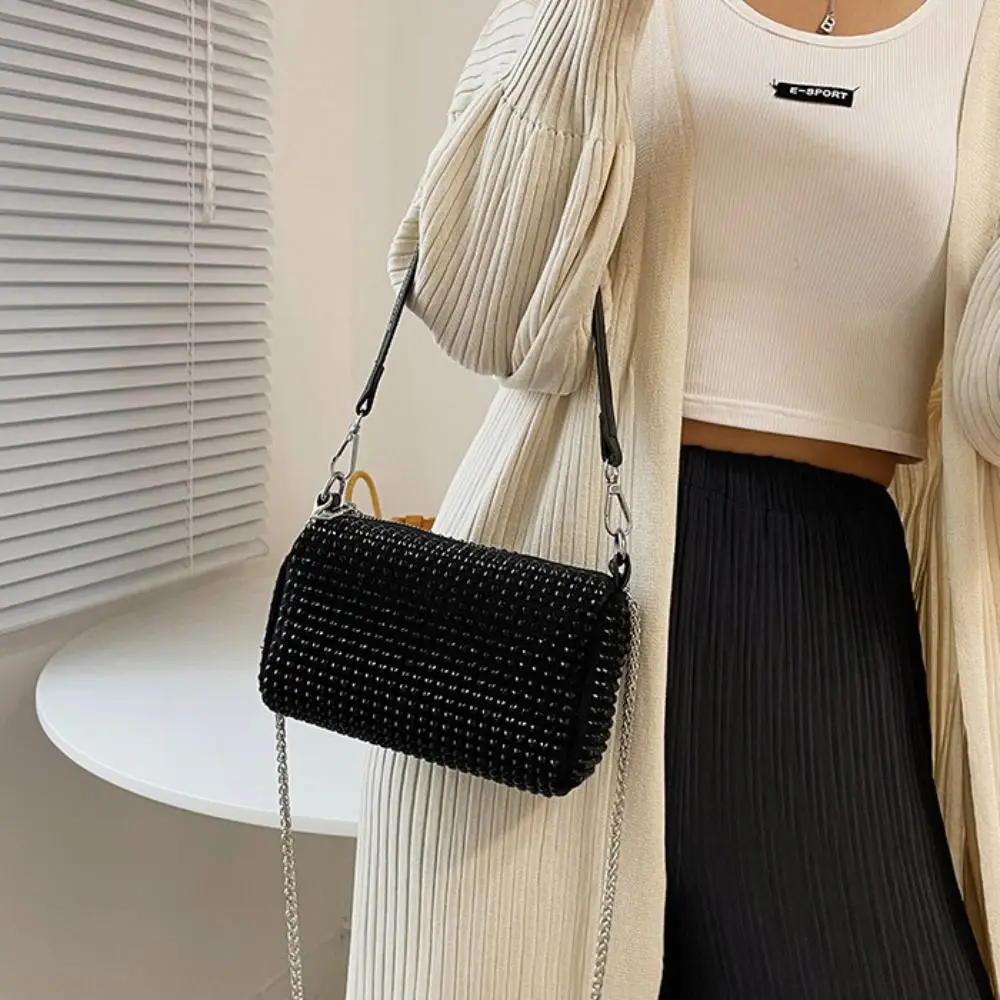 

Повседневная большая вместительная сумка со стразами на молнии, блестящая маленькая квадратная сумка-подушка, блестящая женская сумка через плечо