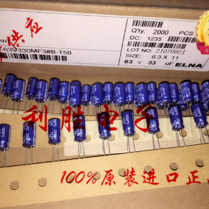 10PCS-100PCS  33UF 63V Japan Ina ELNA Fever Capacitor 63V33UF 6 * 11 RE3 Blue Robe Audio