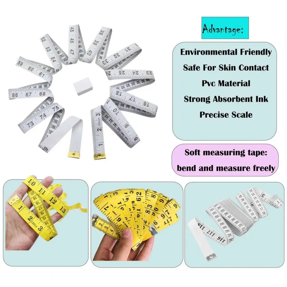 Soft Ruler 5pcs Flexible Measuring Tape Set Double Scale Body Measurement Rulers for Tailoring Sewing Weight Loss Craft Use