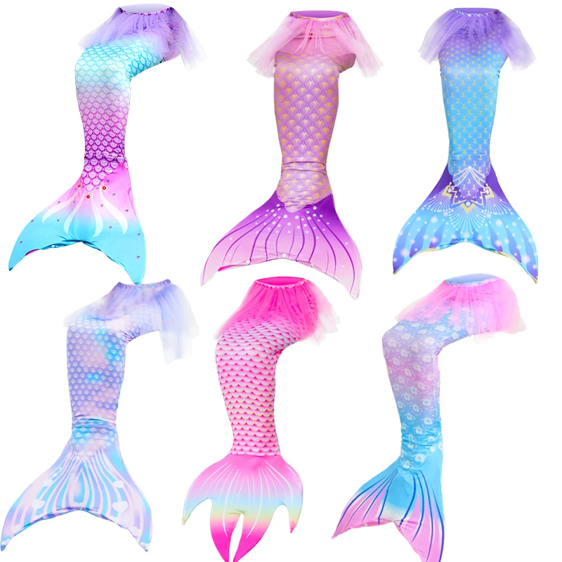 3Pcs/Set  Mermaid Tail Swimsuit The Little Costume Cosplay Shorts Bra Beach Clothes Pool Bathing Suit Bikini Party Gift