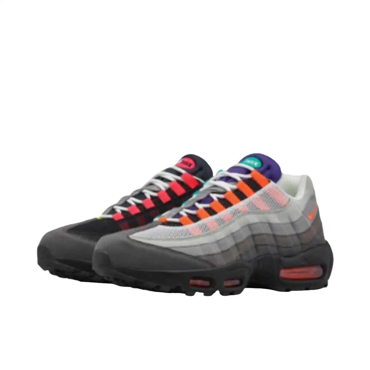 Nike Air Max 95 femmes et hommes Vintage mode anti-dérapant absorbant les chocs coussin d'air en cuir synthétique chaussures de course noir Orange