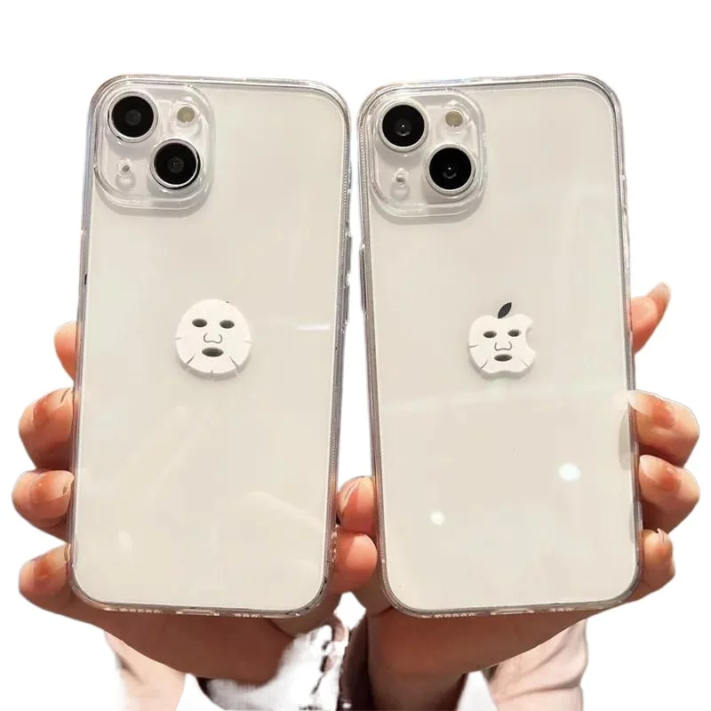 Funny Facial Mask Clear Phone Case For iPhone 17 16 15 14 13 12 11 Pro Max Mini SE 7 8 Plus SE4 17E Air Transparent Covers Funda
