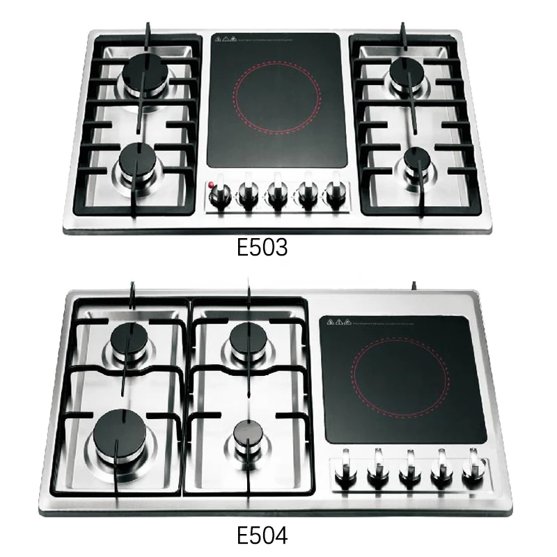 1 cocina eléctrica infrarroja de cerámica, 4 quemadores de gas, 5 quemadores, horno de mezcla