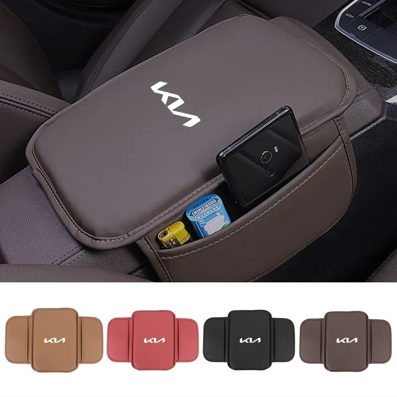 

PU Car Armrest Mat Auto Center Console Arm Cushion Cover for Kia Ceed Sportage Picanto Cerato Seltos Soul Rio 3 4 5 2021 2020 GT
