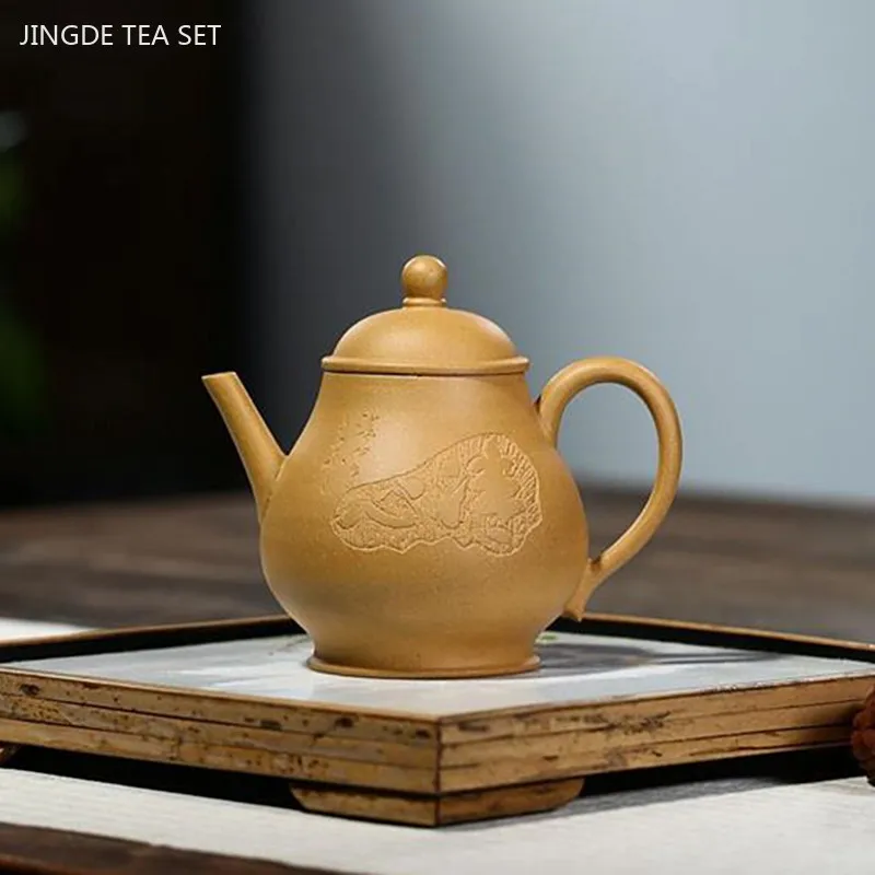 200ml Raw Ore Section Mud Zisha Tea Set Chinese Yixing Purple Clay Teapot Handmade Engraving Beauty Kettle Custom Filter Tea Pot