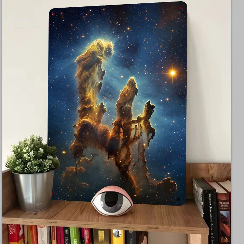 Cosmic Nebula Landscape Metal Iron Painting Modern Home Decor Living Room Bedroom Wall Art Hanging