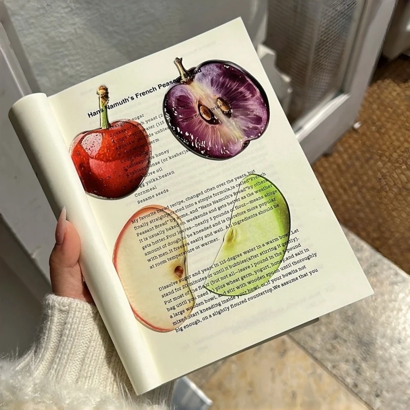 Acrylic Fruit Bookmark Simulated Fruit Book Clip Watermelon Banana Apple Reading Bookmark Creative Student Gift