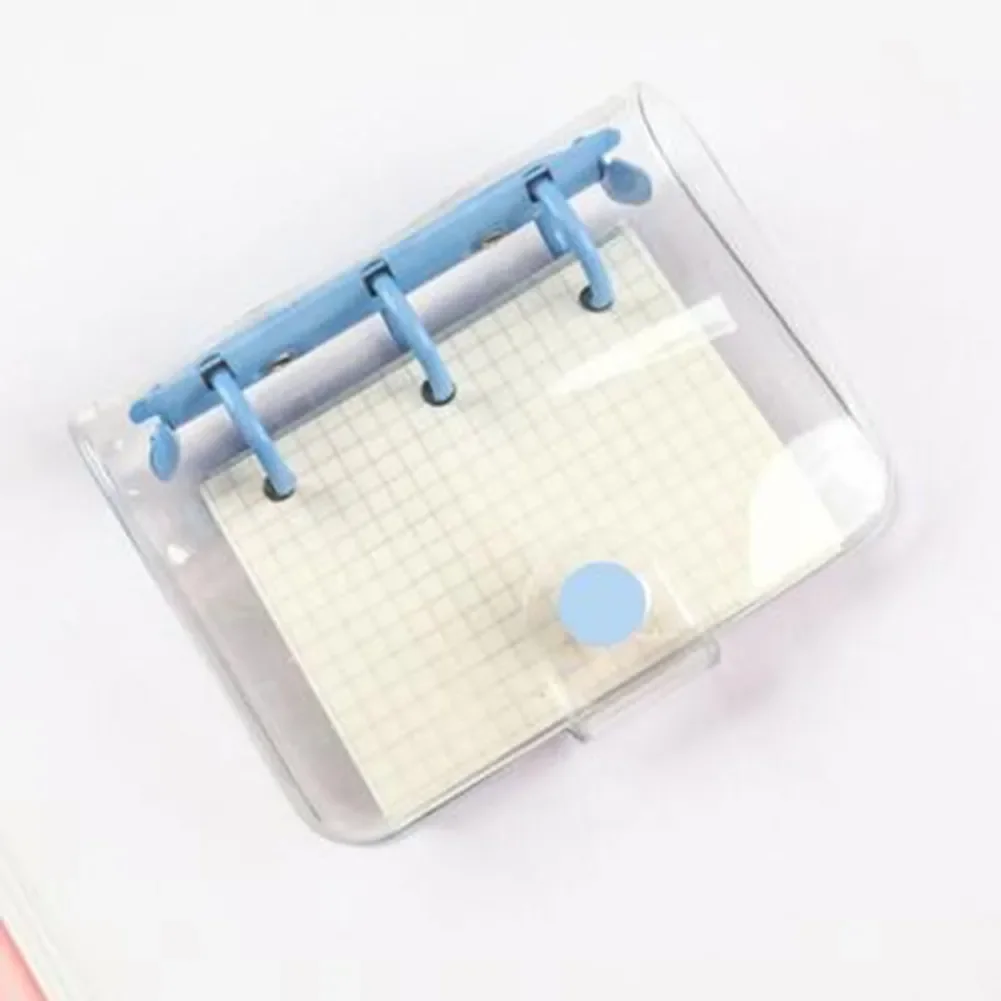 Mini carpeta de 3 anillas, diario, libro de mano, papelería, cuaderno y diario, álbum de recortes, libro de mano de PVC transparente, suministros de oficina