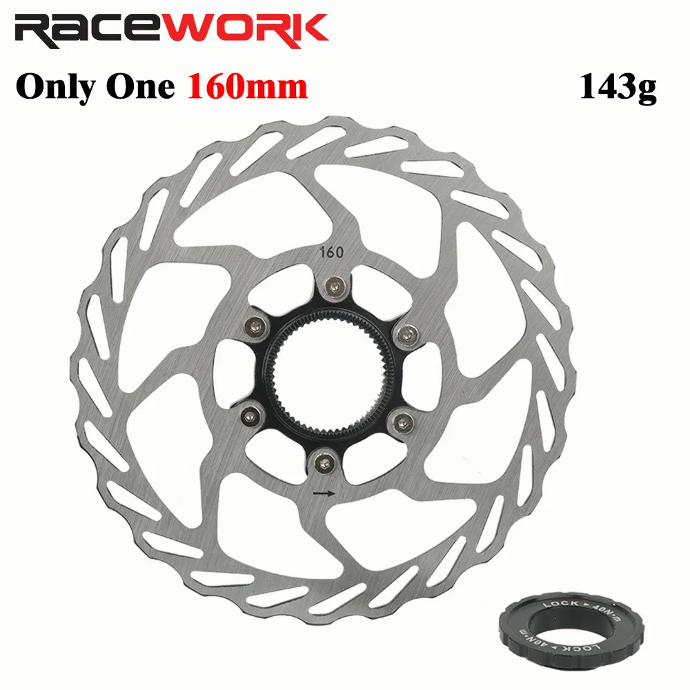 RACEWORK Center Lock Ultraleichte Bremsscheibe mit Wärmeableitung für MTB-Rennrad 140 mm/160 mm Hochleistungsbremse