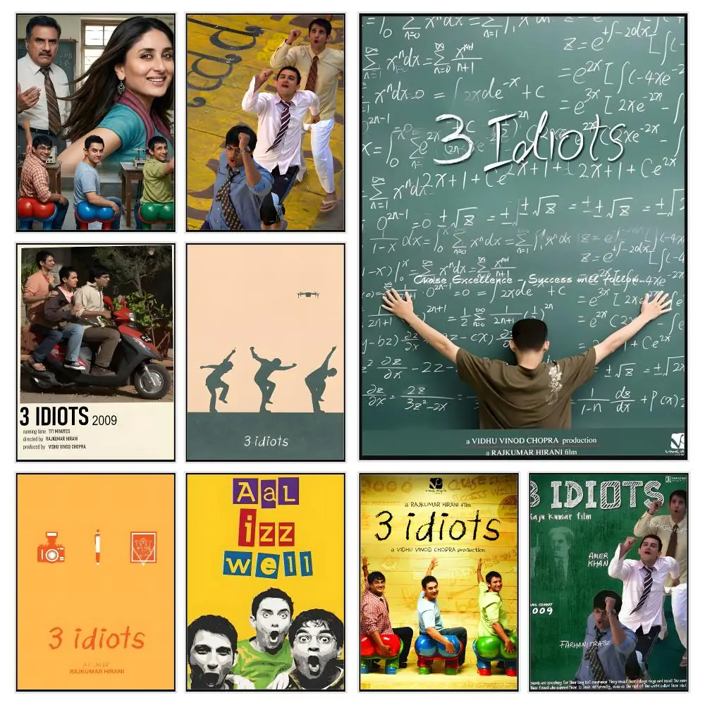 Comedy Movie 3-3 Idiots Poster Trendy Aesthetic Wall Decor for Dorm & Bedroom
