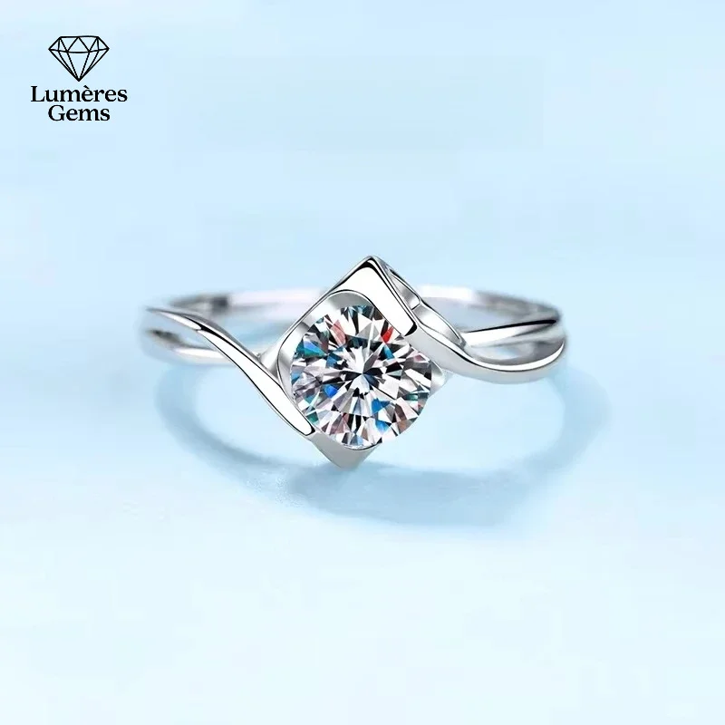 

Platinum PT950 Wedding Band Ring for Women Engagement VVS1 D Color Moissanite Diamond 0.5/1CT Fine Jewelry Gift for Girl Valenti