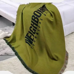 Textile City Olive Green Blanket Ins Trendy Neighborhood Letters Tapestry Picnic Blanket Home Decoration Woven Sofa Throw