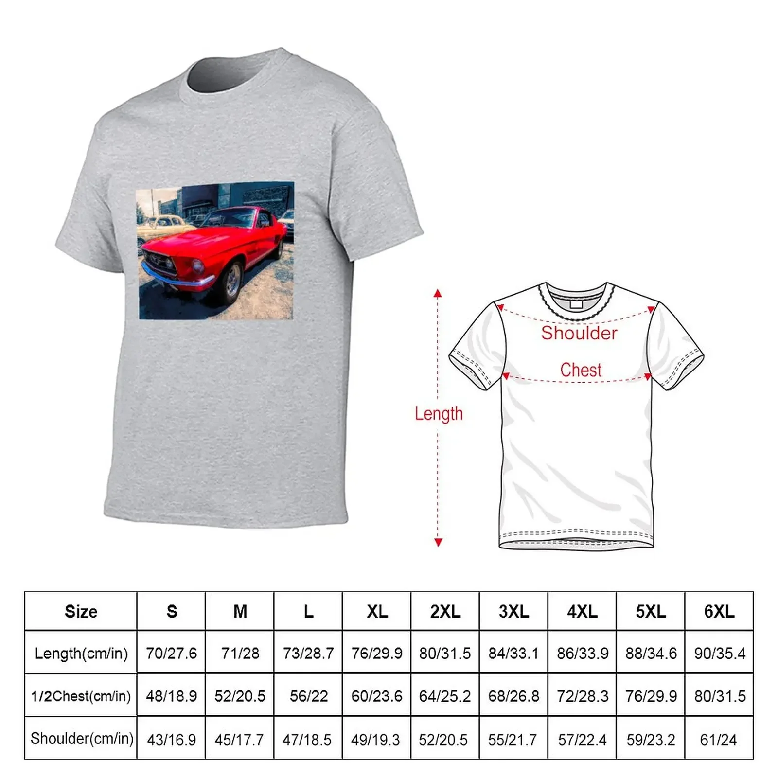 Red 1967 Mustang GT Fastback Front T-Shirt tees quick-drying anime men clothing