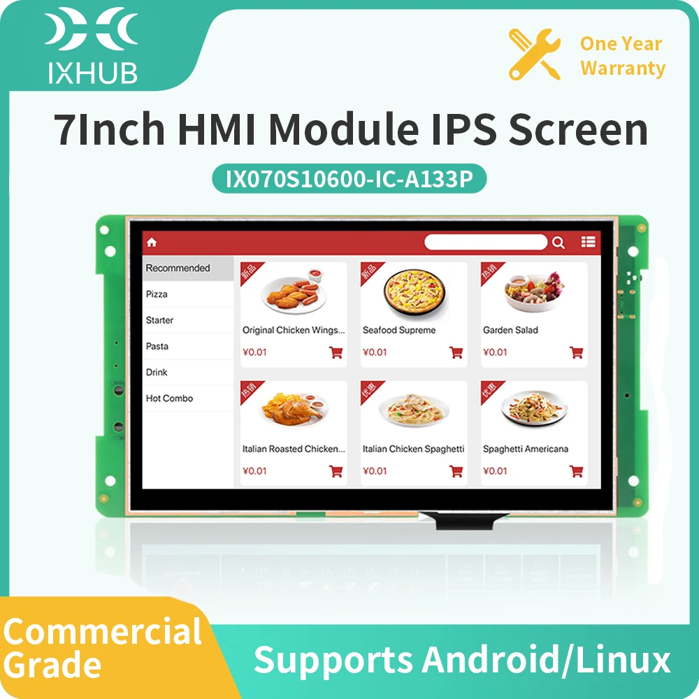 

IXHUB 7 Inch HMI Screen 1024*600 IPS Capacitive Touch Panel Commercial Android Intelligent Android Display Wide Viewing Angle