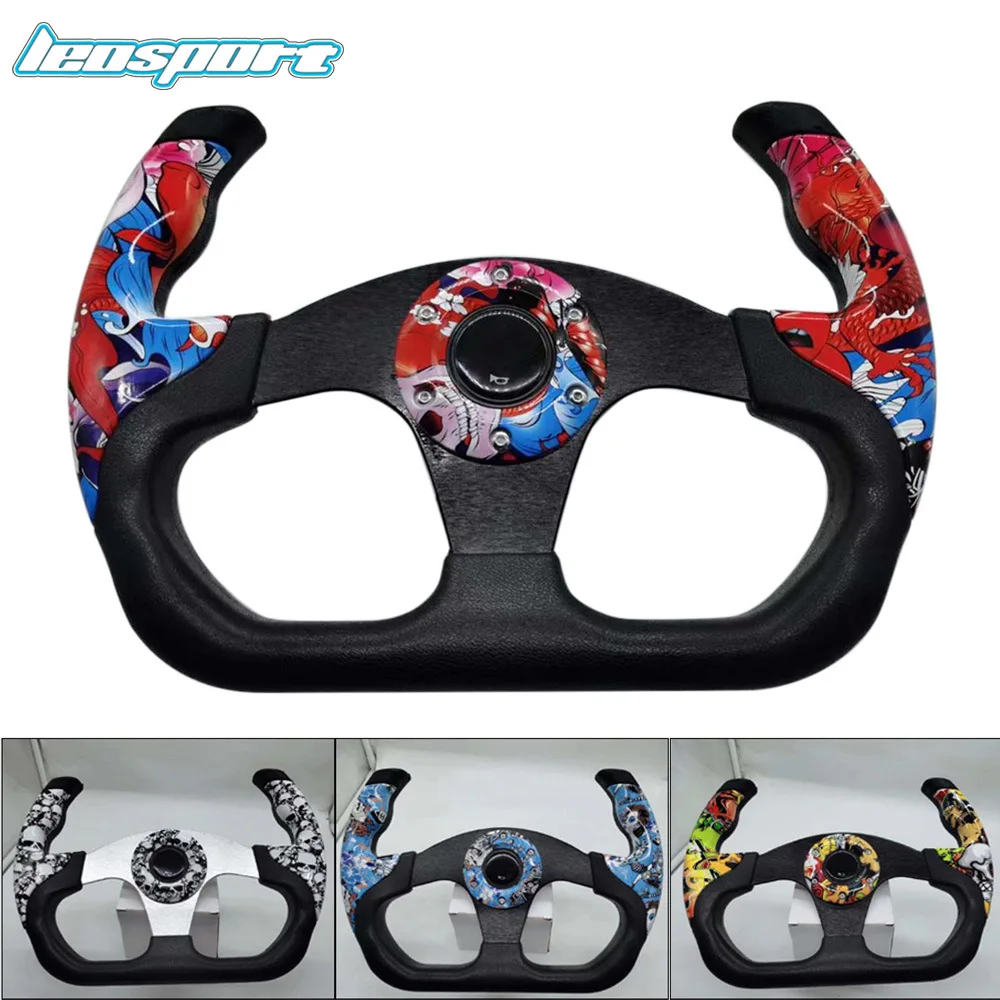 

13-inch car steering wheel game cartoon graffiti steering wheel 320MM racing modified quick-release leather