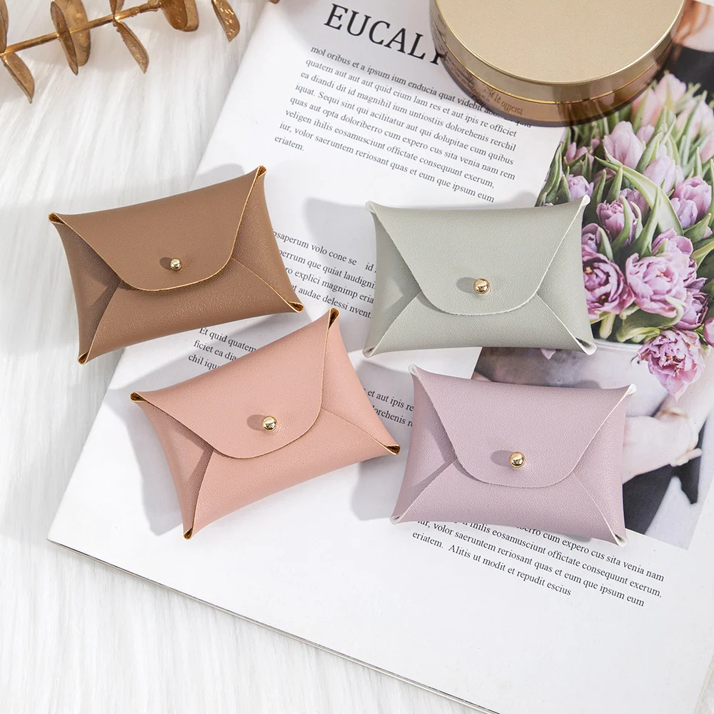 

Custom Logo PU Leather Coin Purse Jewelry Gift Box Jewlery Earrings Rings Earphone Cable Packaging Organizer Trinket Button Bag