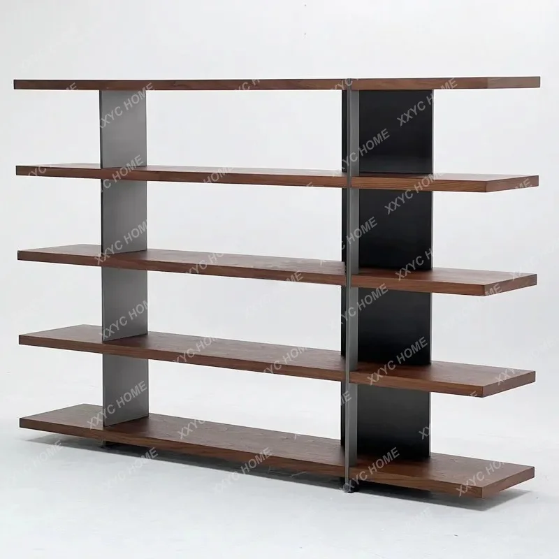 AA minimalist solid wood bookshelf floor-to-ceiling living room shelf storage light luxury oak bookcase customization