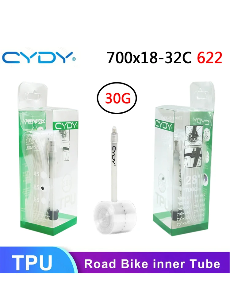 AliExpress CYDY Road Bicycle TPU Inner Tube 700x18 23 25 26 27 28 30 32C Cycling Bike Tires 30G Camera tyre 700C Night fluorescence Valve