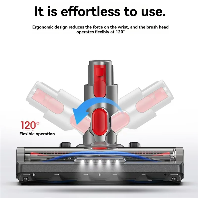 

N98R Replacement Head For Dyson V7 V8 V10 V11 V15 With LED Dust Lamp V-Shaped Brush Attachment For Carpet And Hardwood Floors