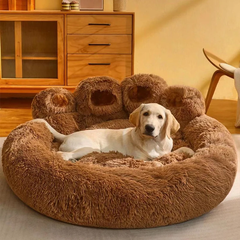 Cama grande y esponjosa para perros y gatos, sofá para mascotas con forma de pata de oso, cómoda y acogedora cama para dormir para mascotas, cojín suave y esponjoso, cama para perros, productos para mascotas
