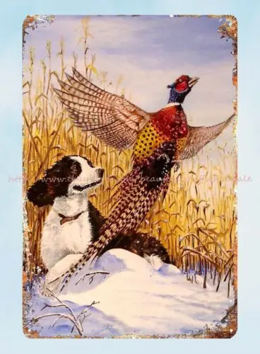 bedroom design dorm room hunting dog pheasant metal tin sign