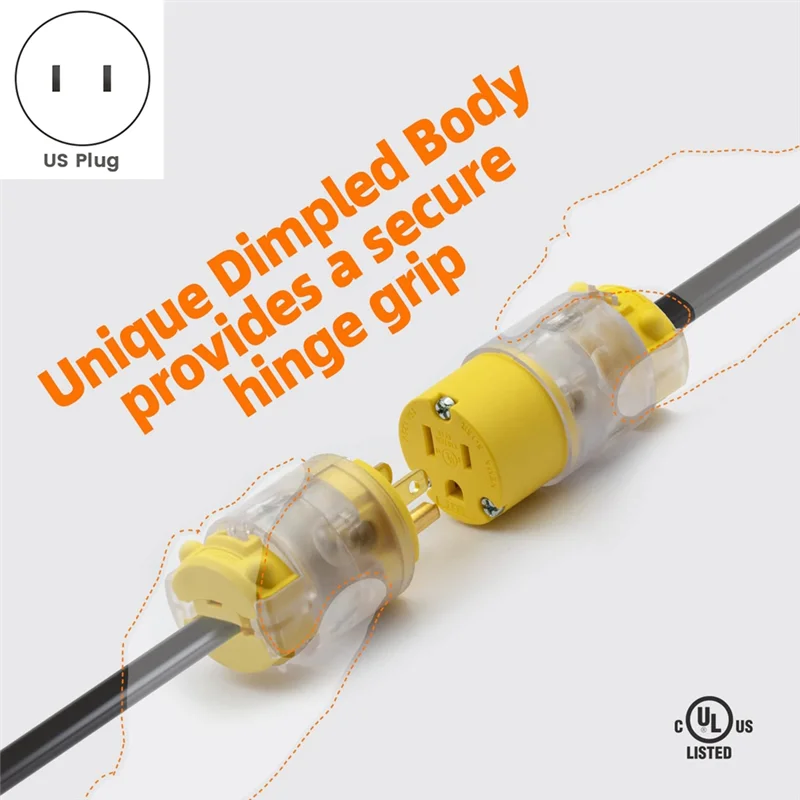 Conector iluminado de A84E, extremo del cable iluminado a tierra, salida de cable de repuesto, conector de grado comercial, enchufe estadounidense