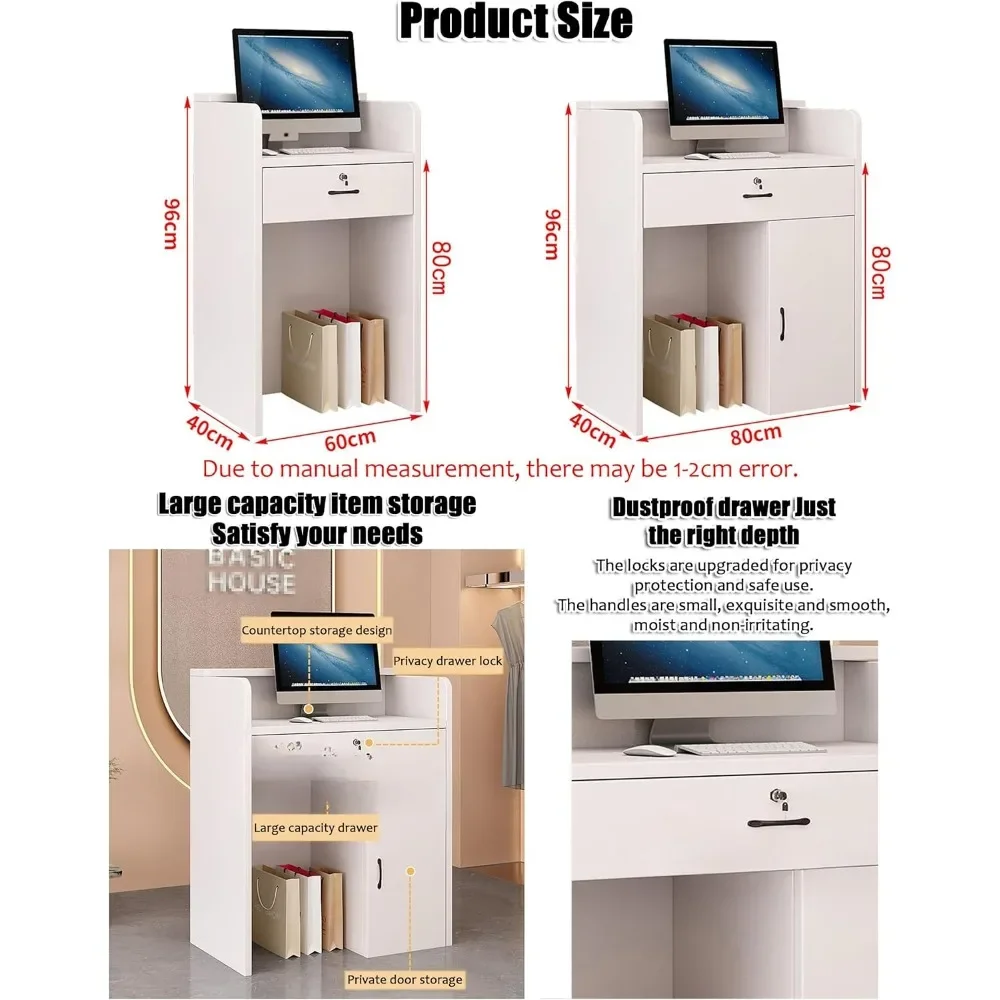 Reception Room Tables,Reception Desk Counter Table,Retail Counter Reception Desk with Drawer Storage,Cashier Front Desk Open
