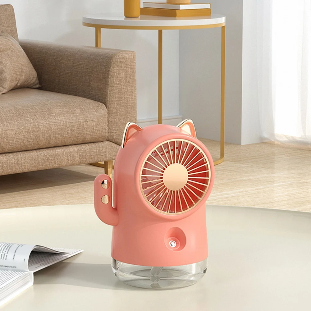 Table Misting Fan, Personal Cooling Mister Fan , USB Rechargeable Water Spray Mist Fan for Office, Home and Camping Pink