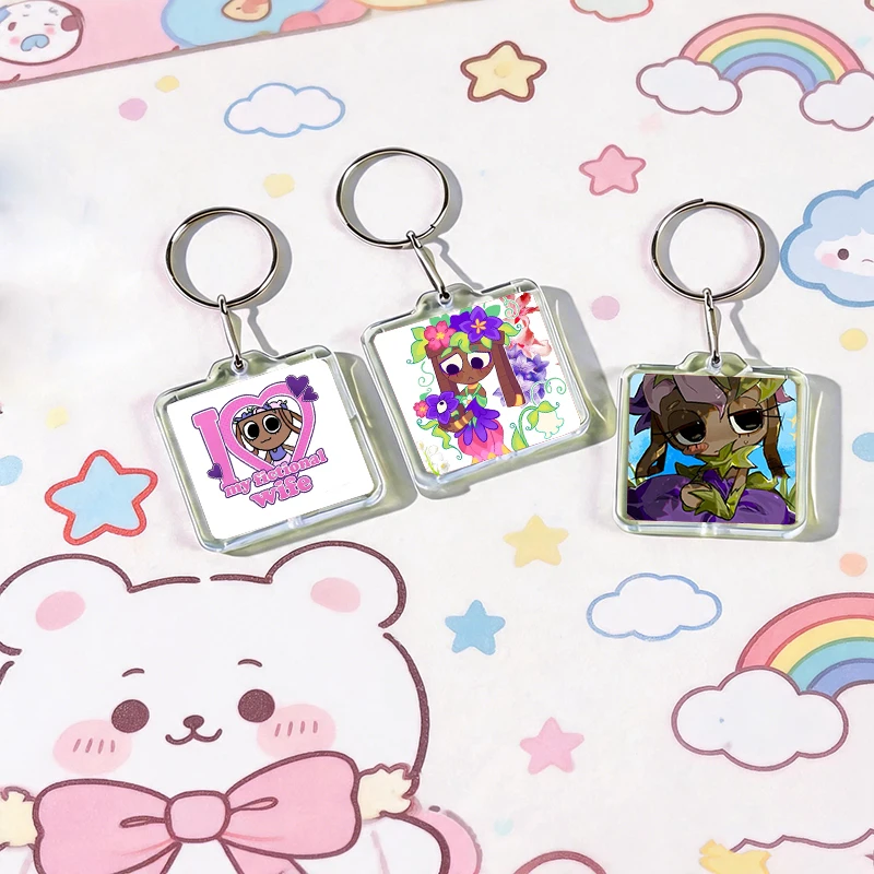 D-Dandys Game World Bassie Acrylic Keychain Handmade Hanging for Clothes Backpack Decoration Accessories Gifts with Friends