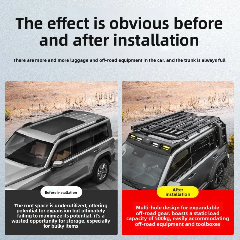 Roof rack frame Off-road modification Spotlight folding ladder expansion platform Side tent schoolbag