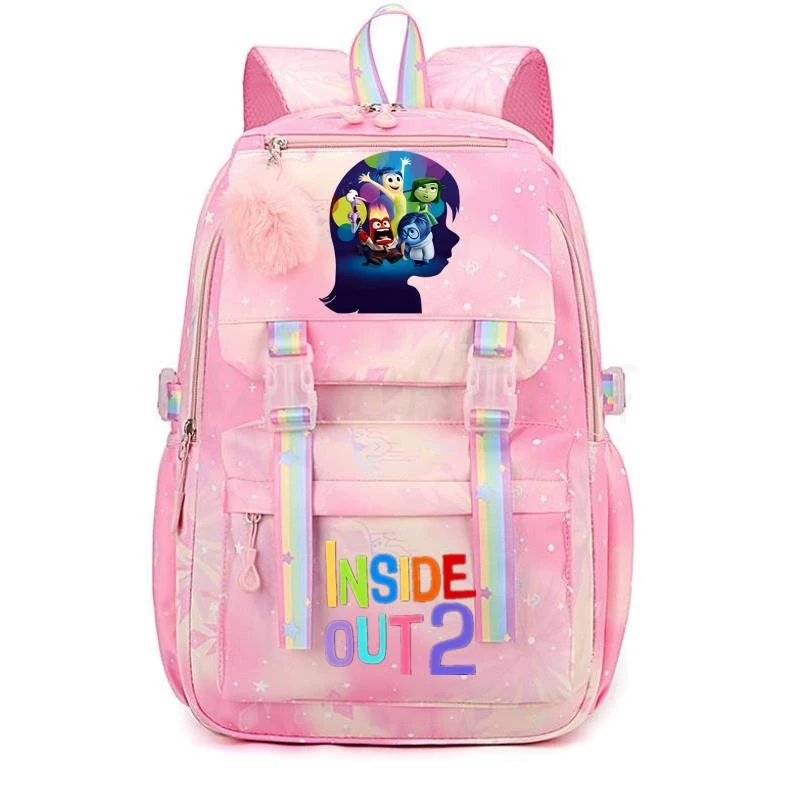 Inside Out2 Mochilas para Adolescentes Meninas e Mulheres, Mochilas Escolares, Bonito Capacidade, Multicolor, Viagem, Casual, Presente de Aniversário, Adorável