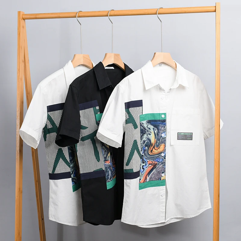

Italy New Designer Short-sleeved Casual Patchwork Cotton Brand Shirts For Men Fashion Comfortable Tops Clothing Camisa Masculina