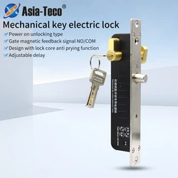 Fail Secure Electric Drop Bolt Lock, Chave Manual, Desbloquear Cilindro, Normalmente Aberto, Deadbolt Eletrônico para Controle de Acesso à Porta, 12V, 24V