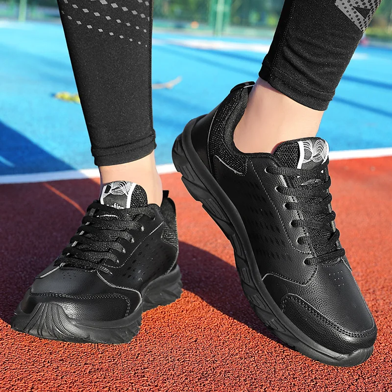 Black Sneakers for Men Hight Quality Casual Sneakers Autumn Leisure Outdoor Non-slip Male Artificial Leather Sports Shoes Size46