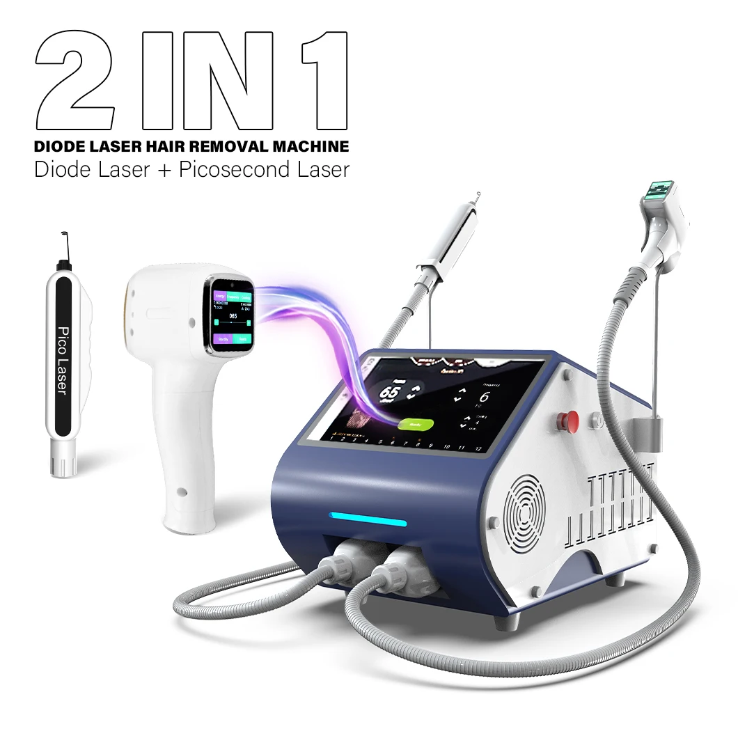 Perfectlaser 2 in 1 Picosecond Laser Tattoo Removal Diode Laser Hair Removal Machine Picolaser Pigment Lesions Wrinkle Removal