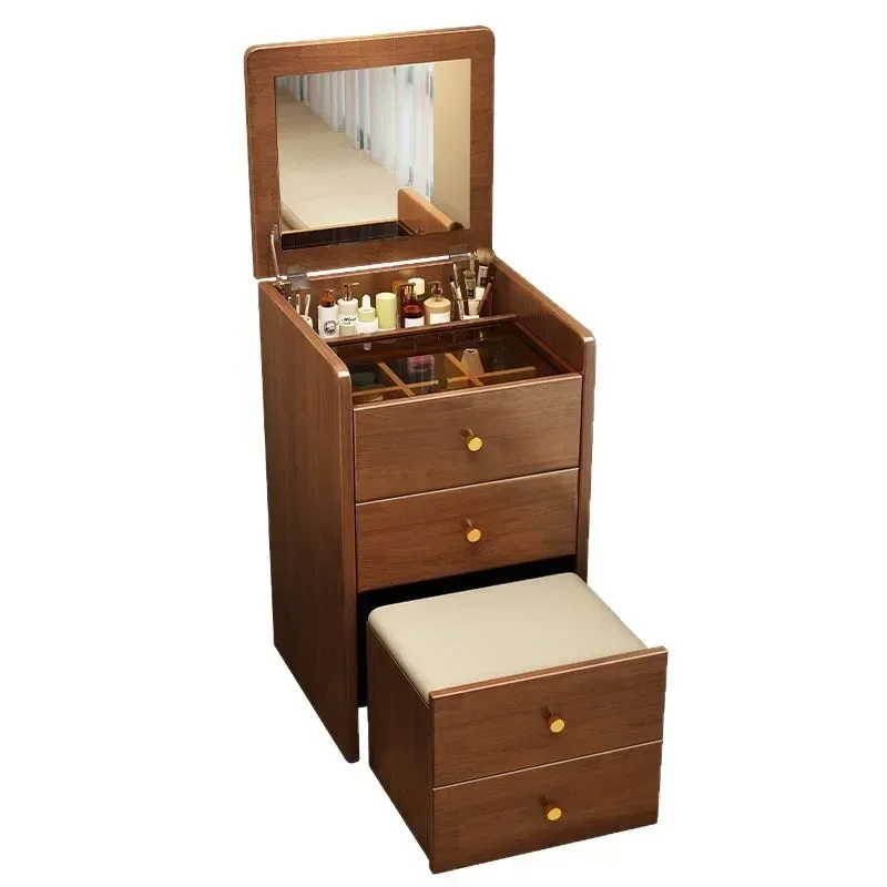 Откидной комод из резинового дерева, небольшая квартира, прикроватный комод для спальни, встроенный современный простой столик для макияжа, многофункциональный