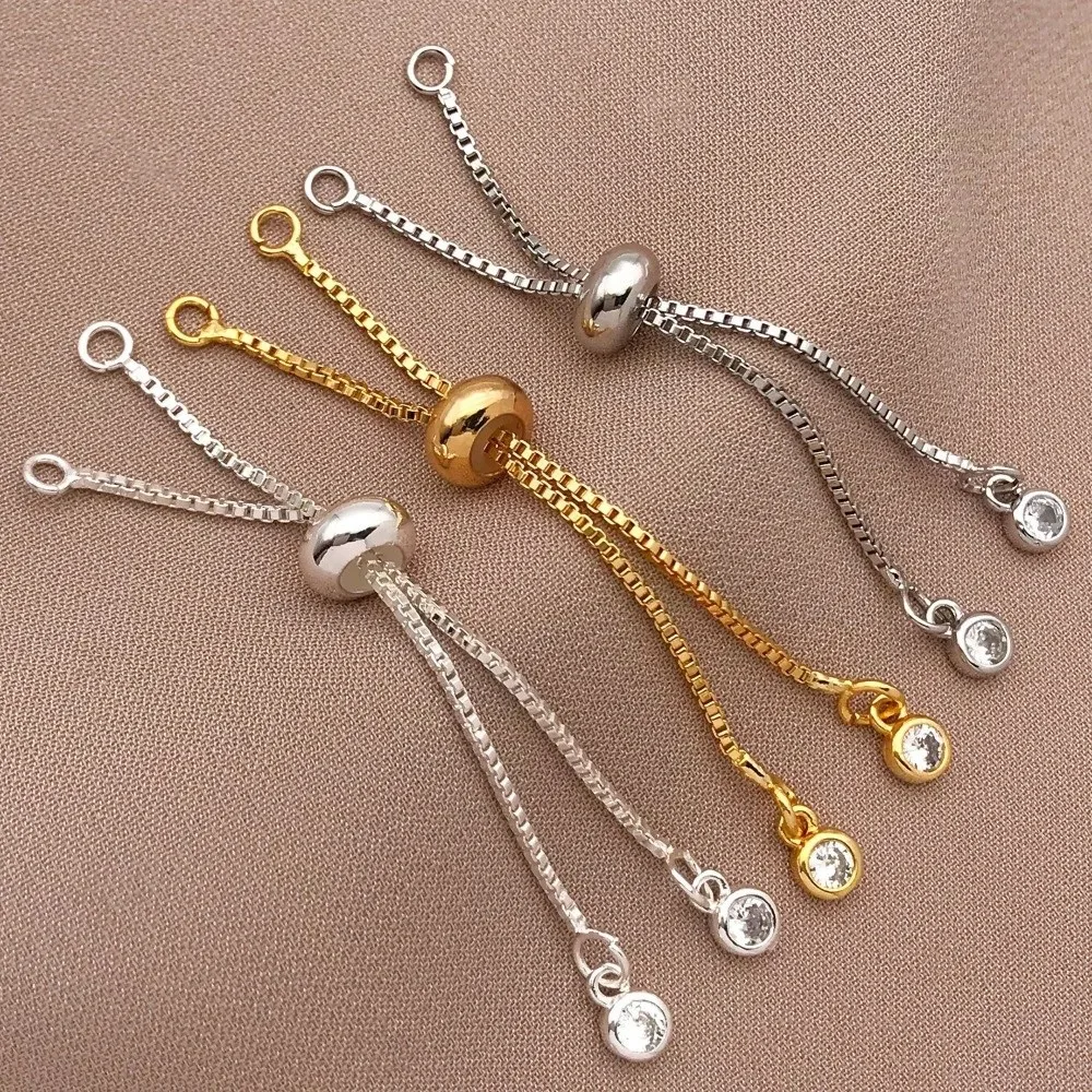 18K Copper Plated Pull-out Bracelet Platinum-colored Mixed Adjustable Bracelet Chain Zirconium Beads Jewelry Making Accessories