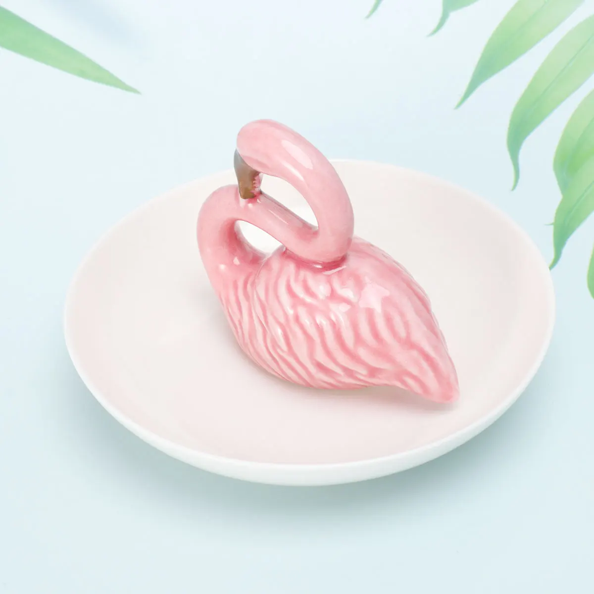 

Elegant Ceramic Jewelry Tray Organizer Flamingo Design Ring Dish Storage Holder For Women Perfume Cosmetics Desktop Ornament